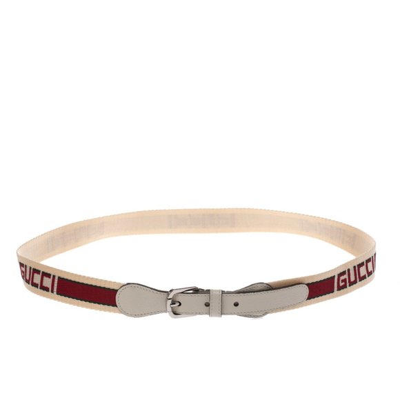 Gucci Logo Fabric Belt with Web in White - Picture 1 of 4